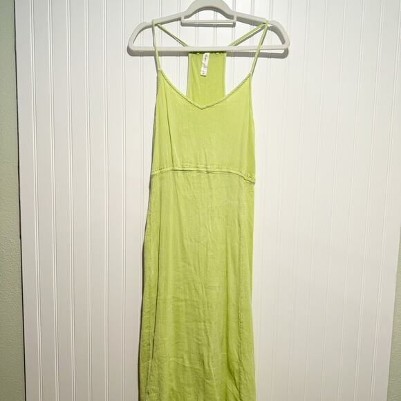 Anthropologie Daily Practice Lime Green Gauzy Cotton Midi Dress Comfy Size Large - Picture 2 of 8